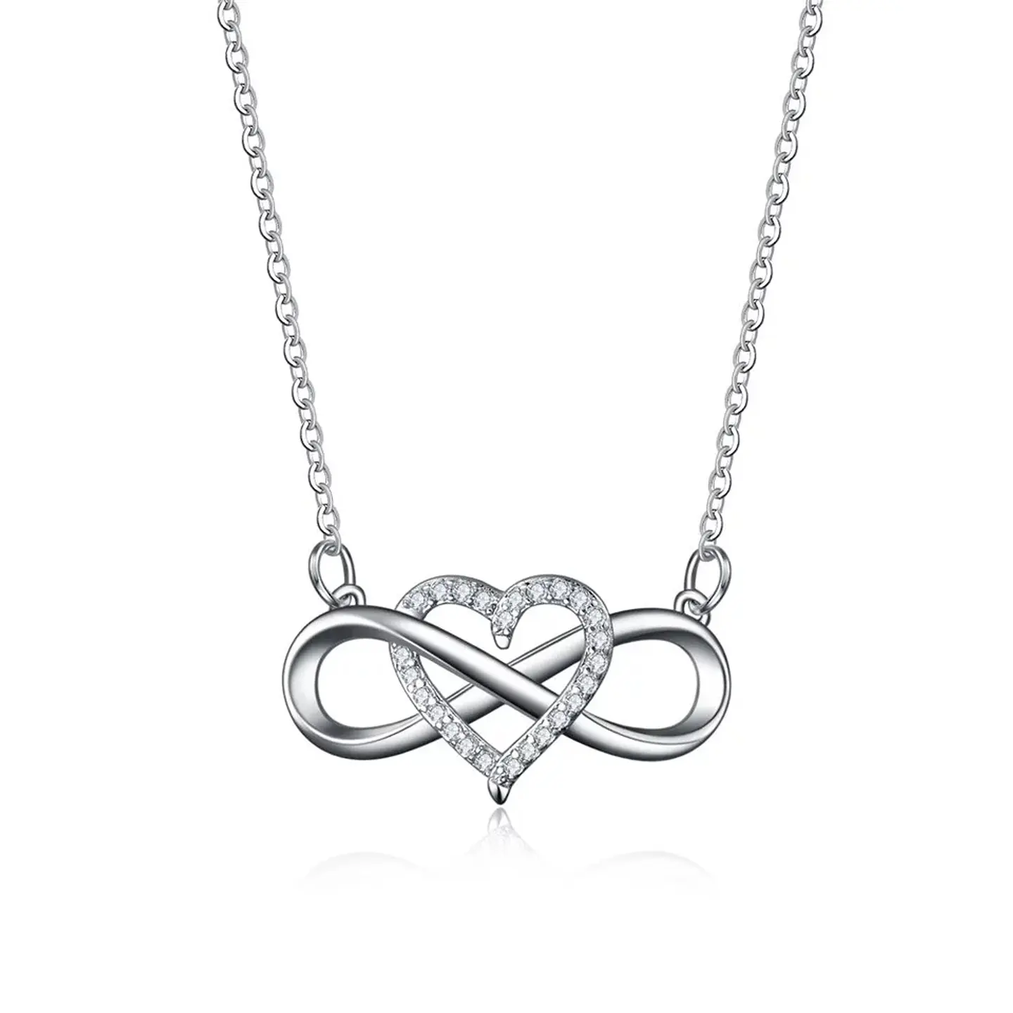 Collar Infinito Corazon Plateado 1