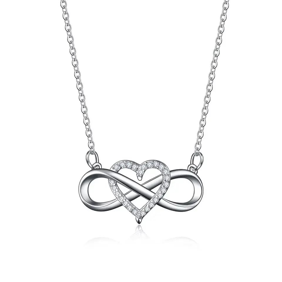Collar Infinito Corazon Plateado 1