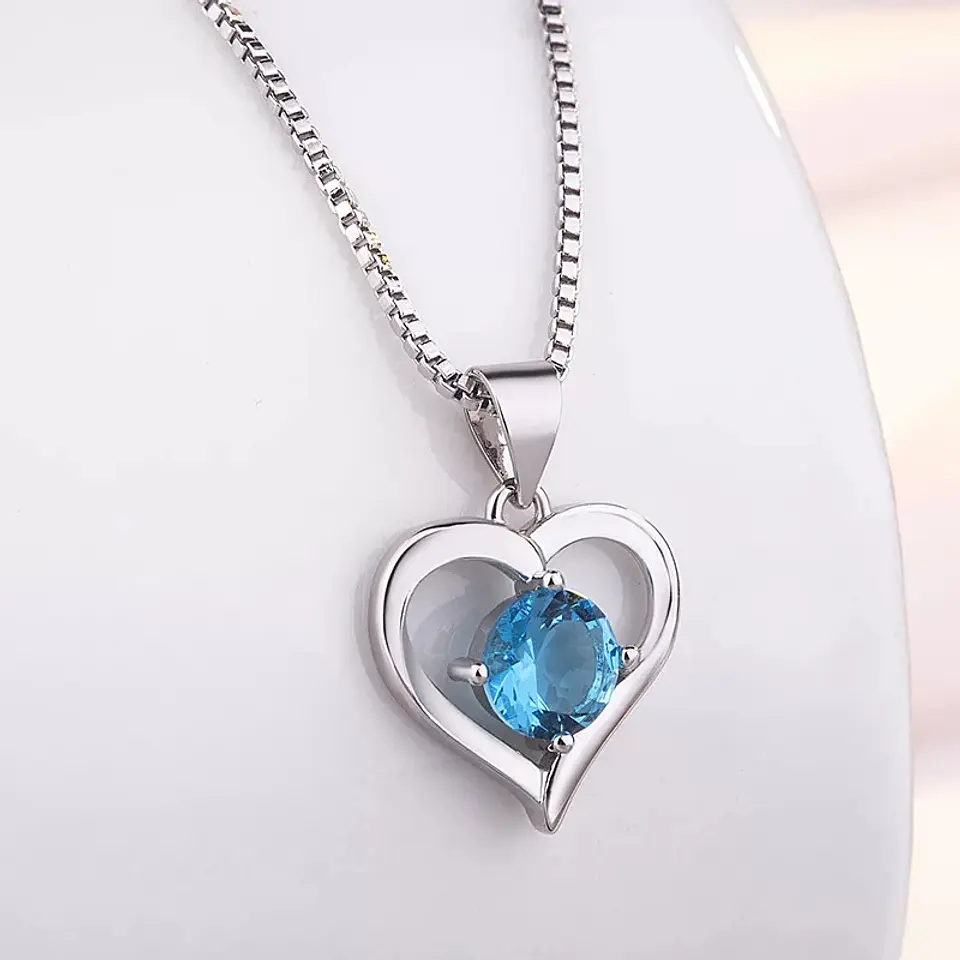 Collar Corazon Elegante Azul 4