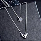 Collar Doble Plateado Corazon Circon - Miniatura 3