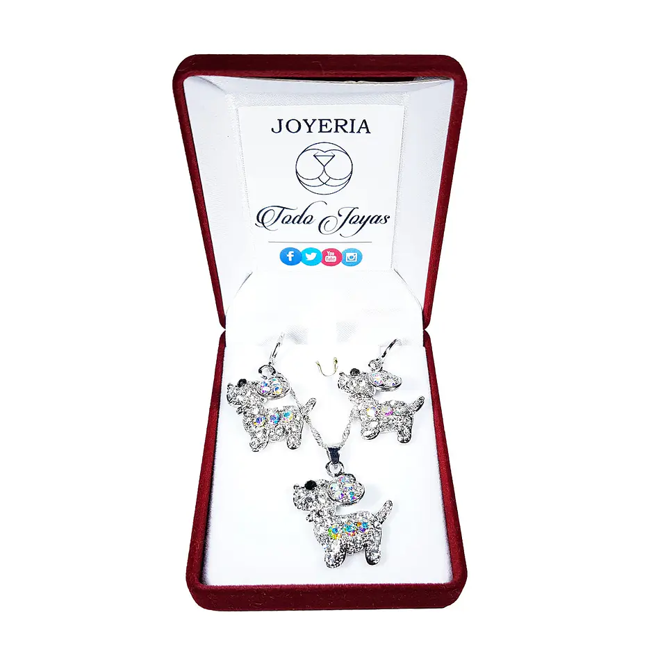 Conjunto Perrito Brillante Plateado 2