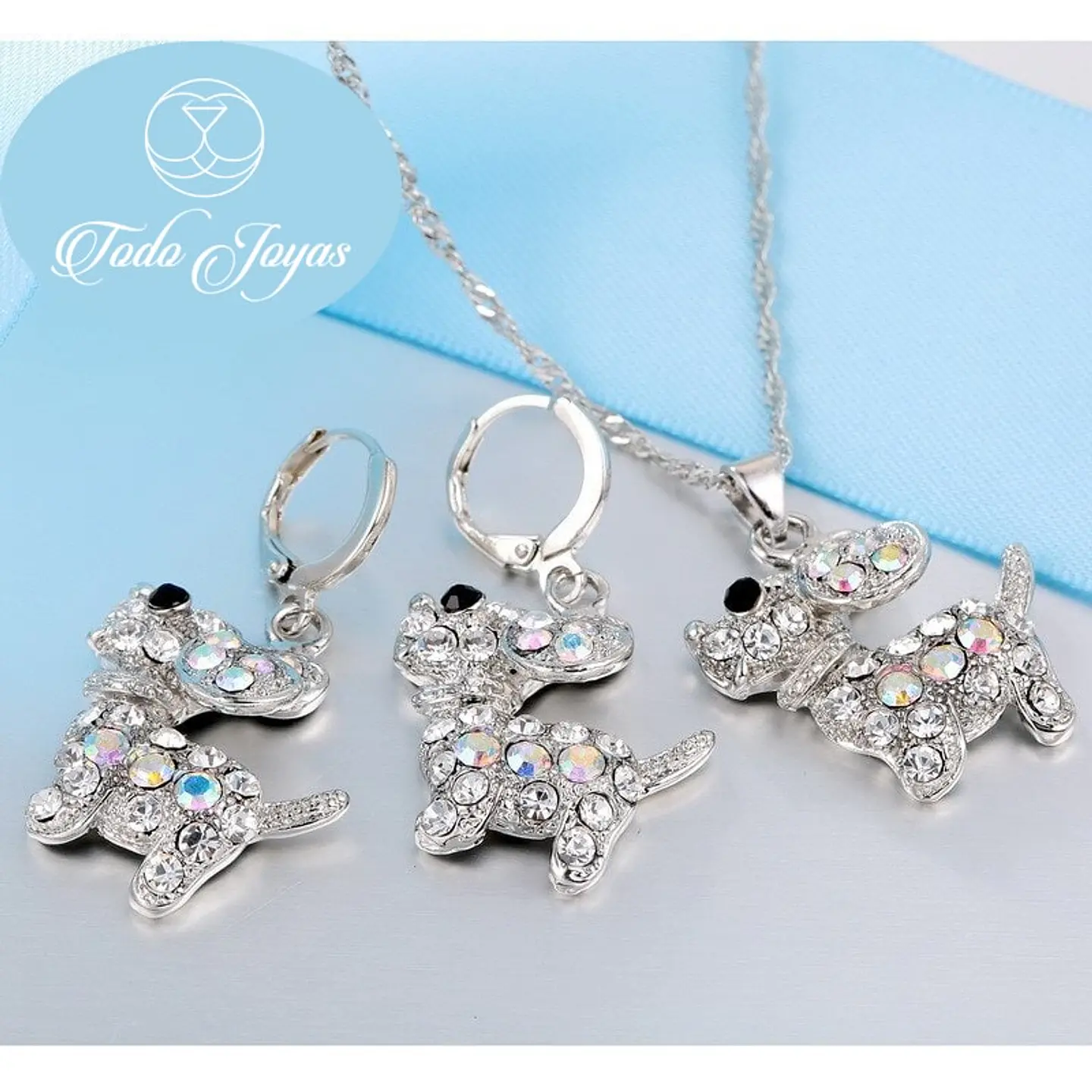 Conjunto Perrito Brillante Plateado 3