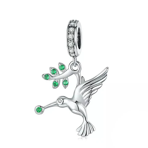 Charm Dije Plata 925 Colibri con Rama
