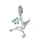 Charm Dije Plata 925 Colibri con Rama - Miniatura 1