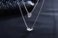 Collar Doble Plateado Corazon Circon - Miniatura 5