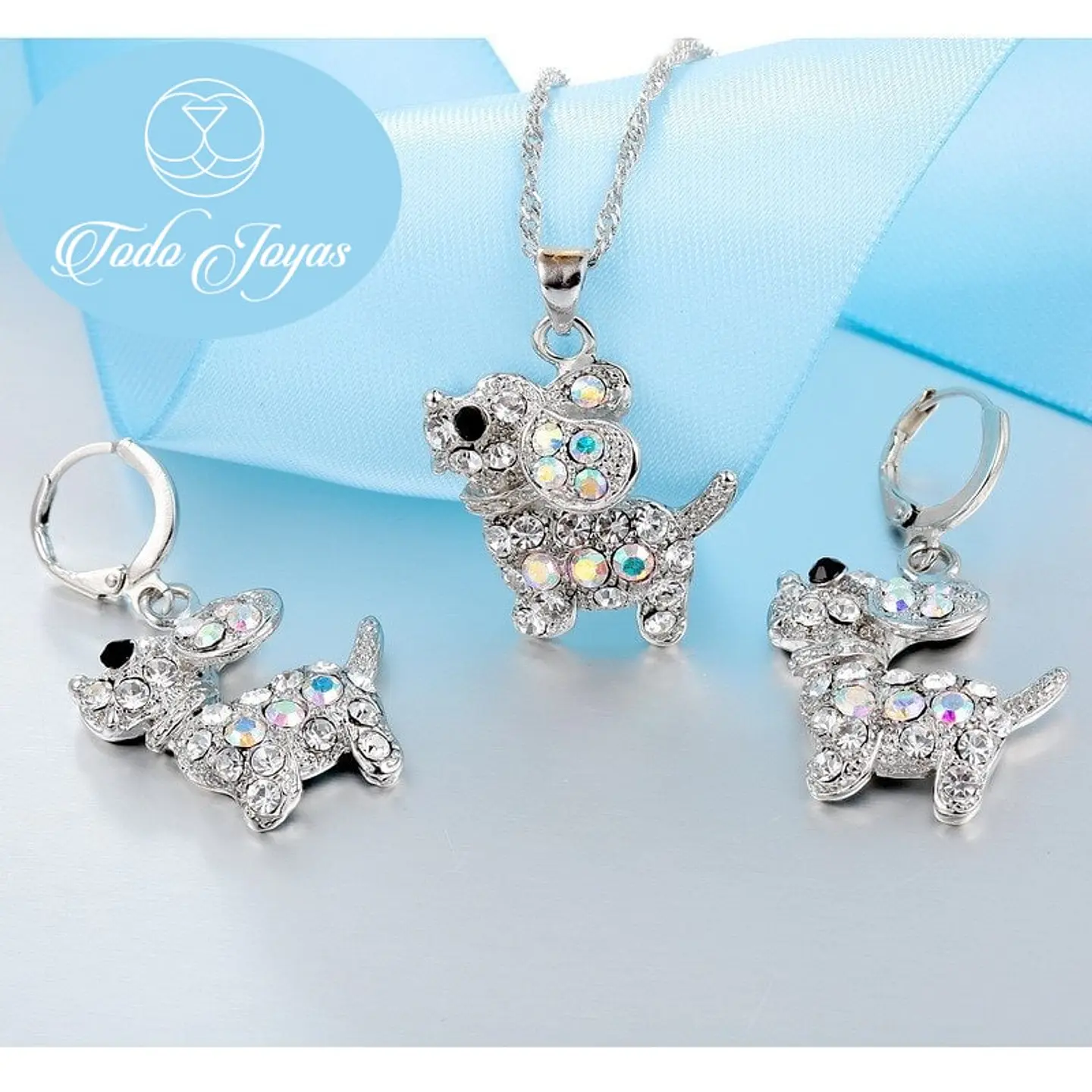 Conjunto Perrito Brillante Plateado 4