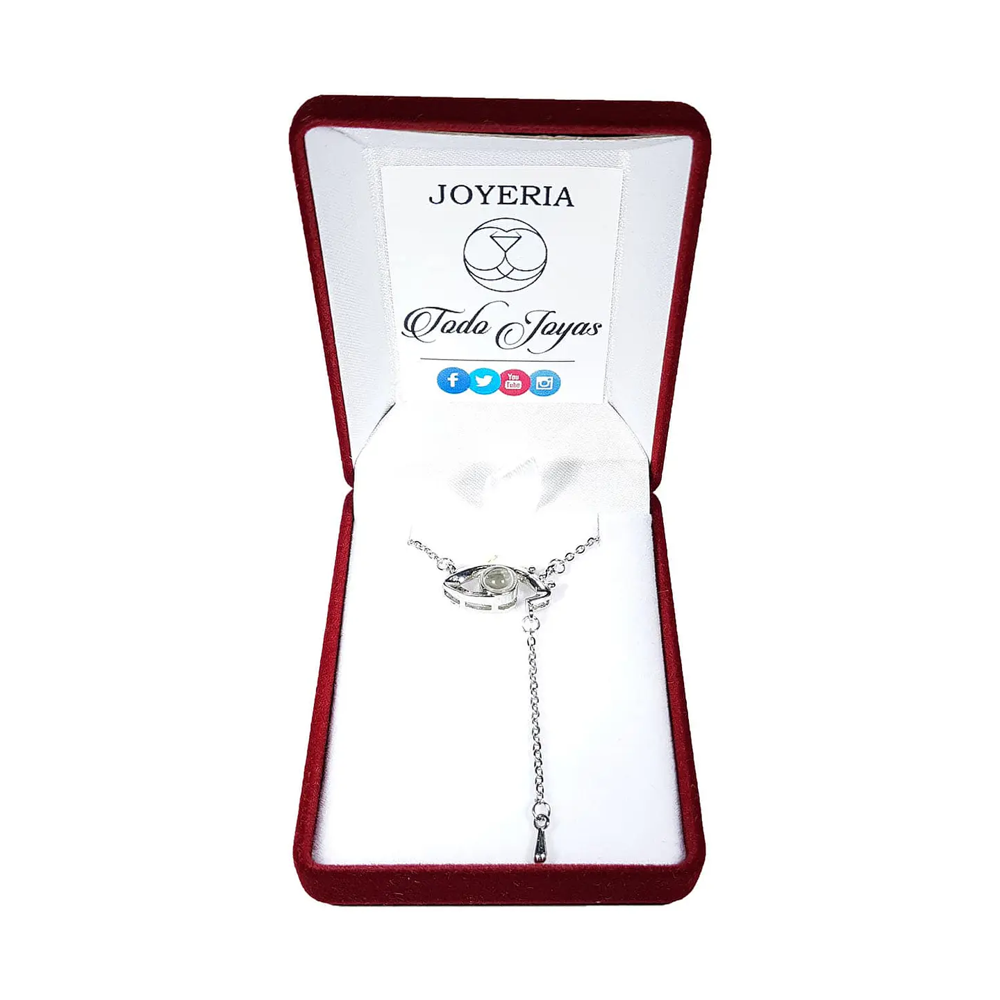 Collar Ojo Te Amo en 100 Idiomas Plateado 2