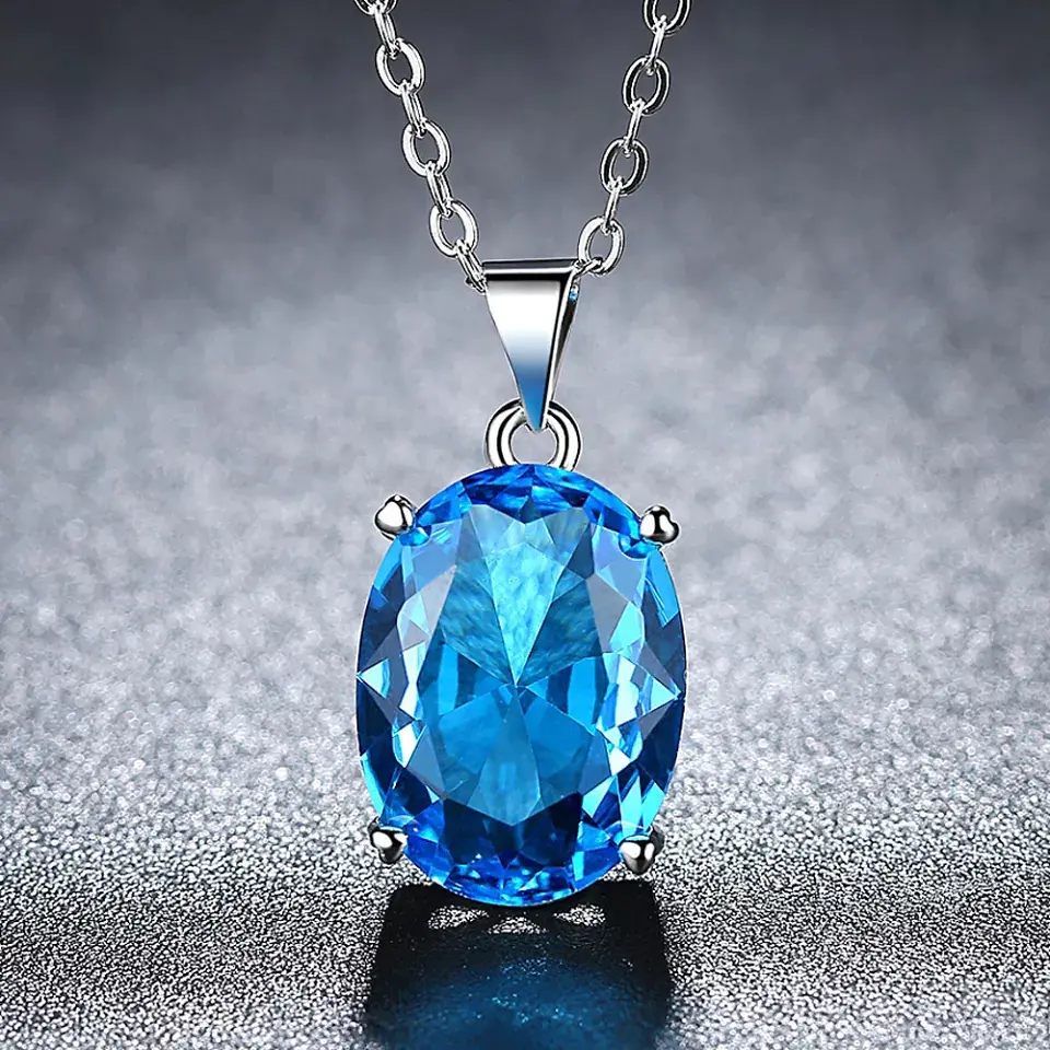Collar Cristal Ovalo Azul 4