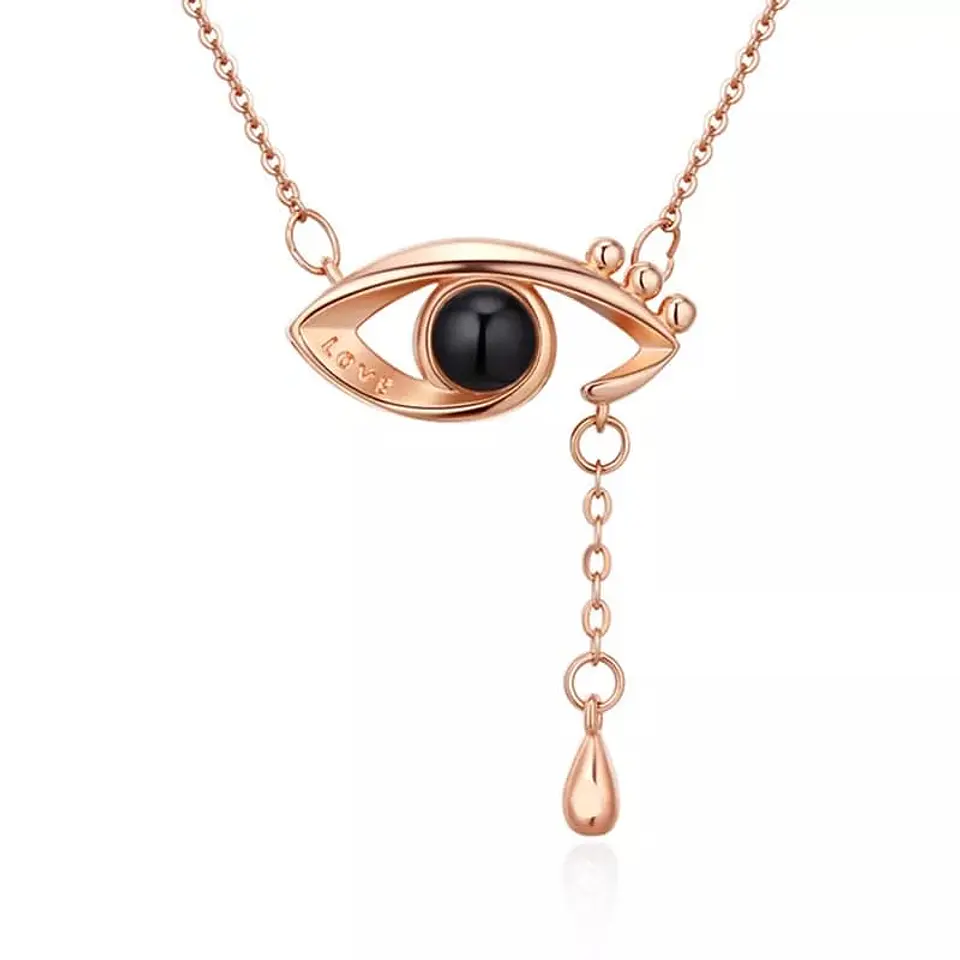 Collar Ojo Te Amo en 100 Idiomas Dorado 1