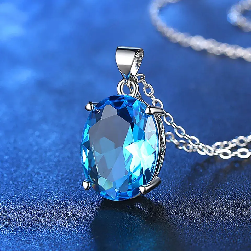Collar Cristal Ovalo Azul 5