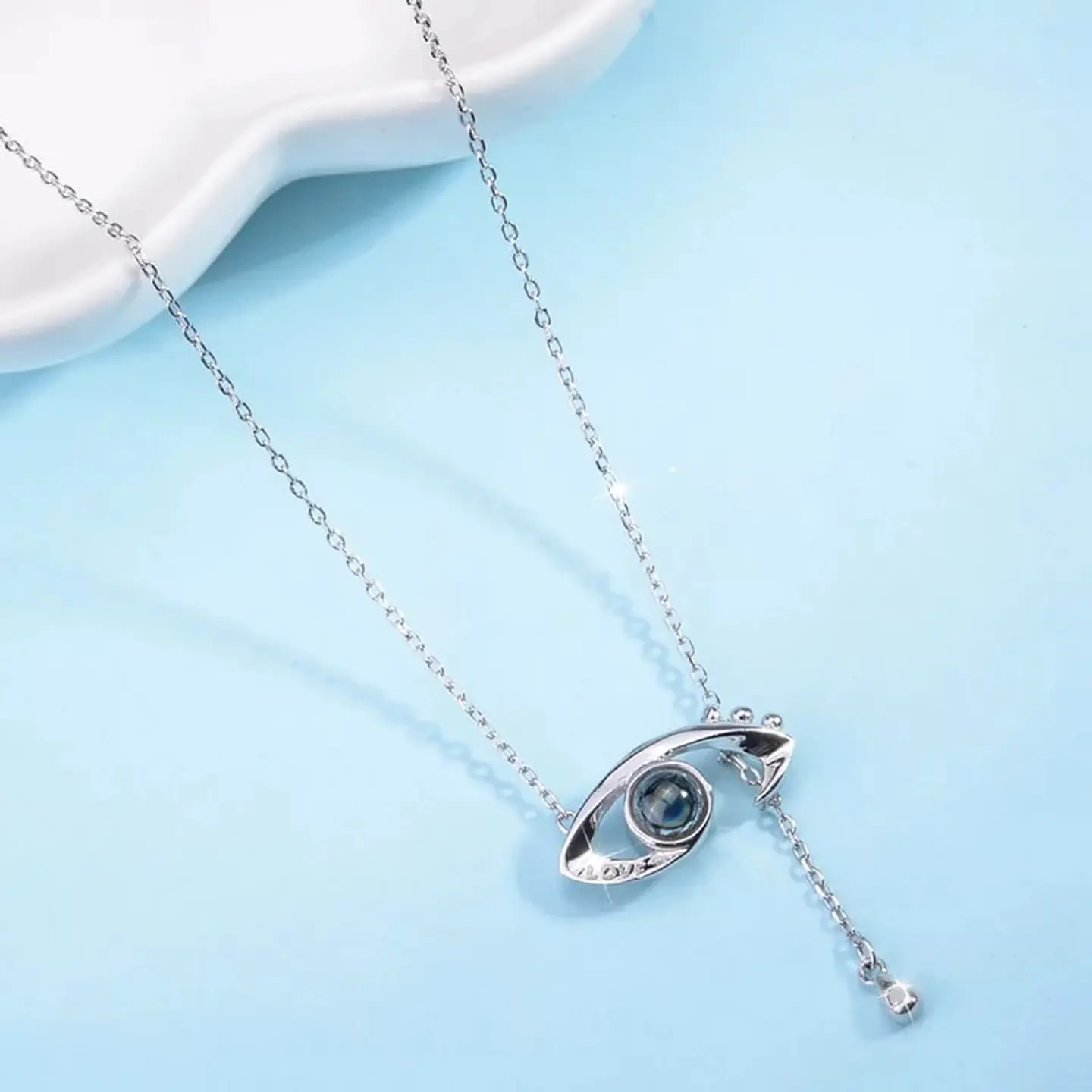 Collar Ojo Te Amo en 100 Idiomas Plateado 5