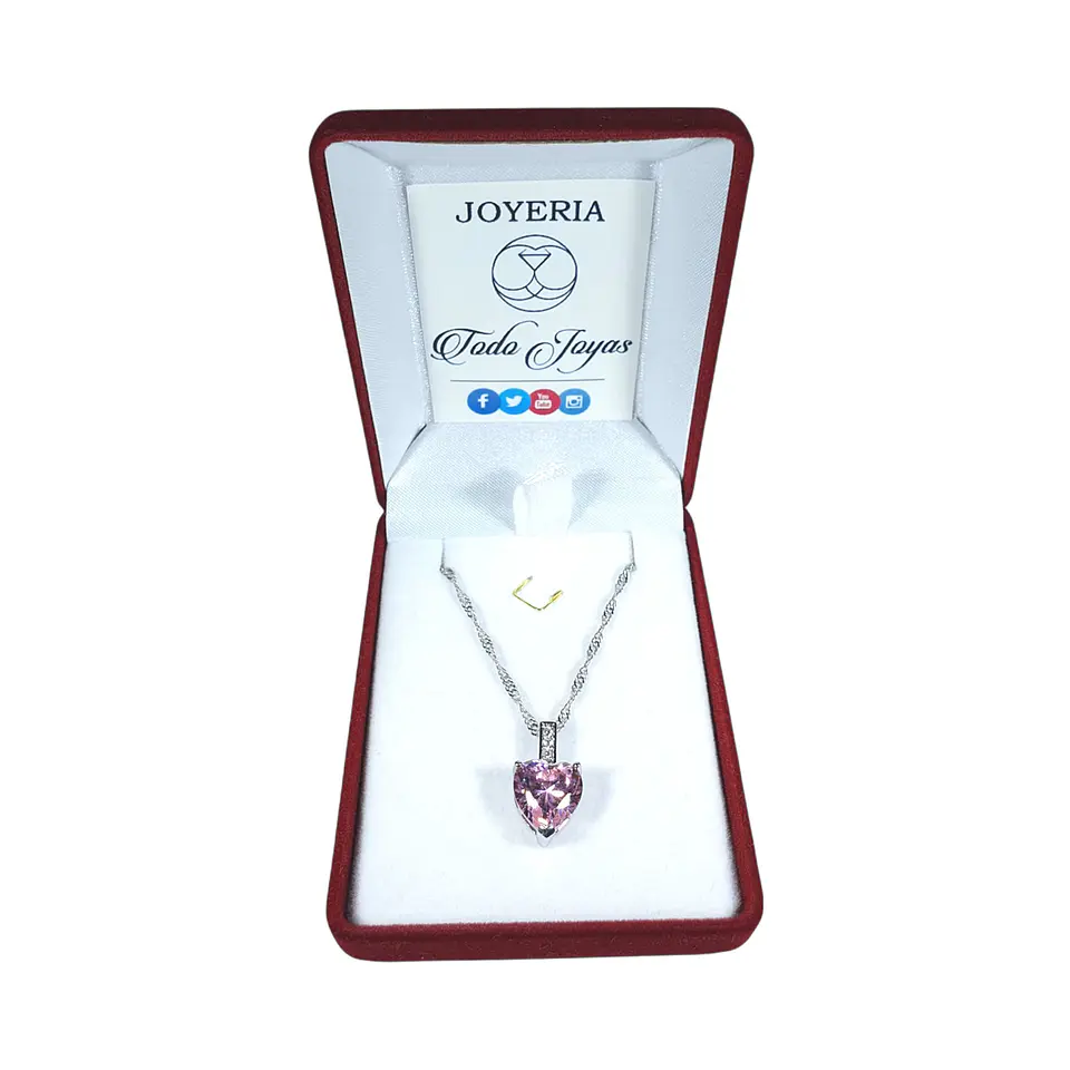 Collar Corazon Cristal Rosado Circones 2