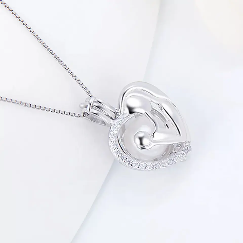 Collar Plata 925 Corazon Mama Hijo Perla 3