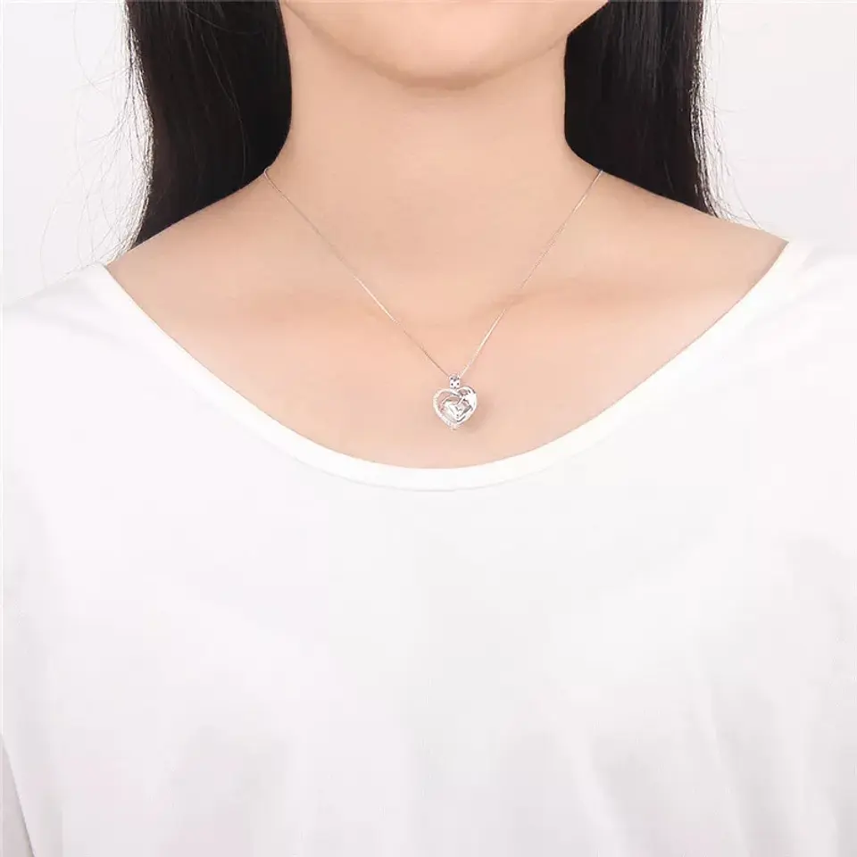 Collar Plata 925 Corazon Mama Hijo Perla 4