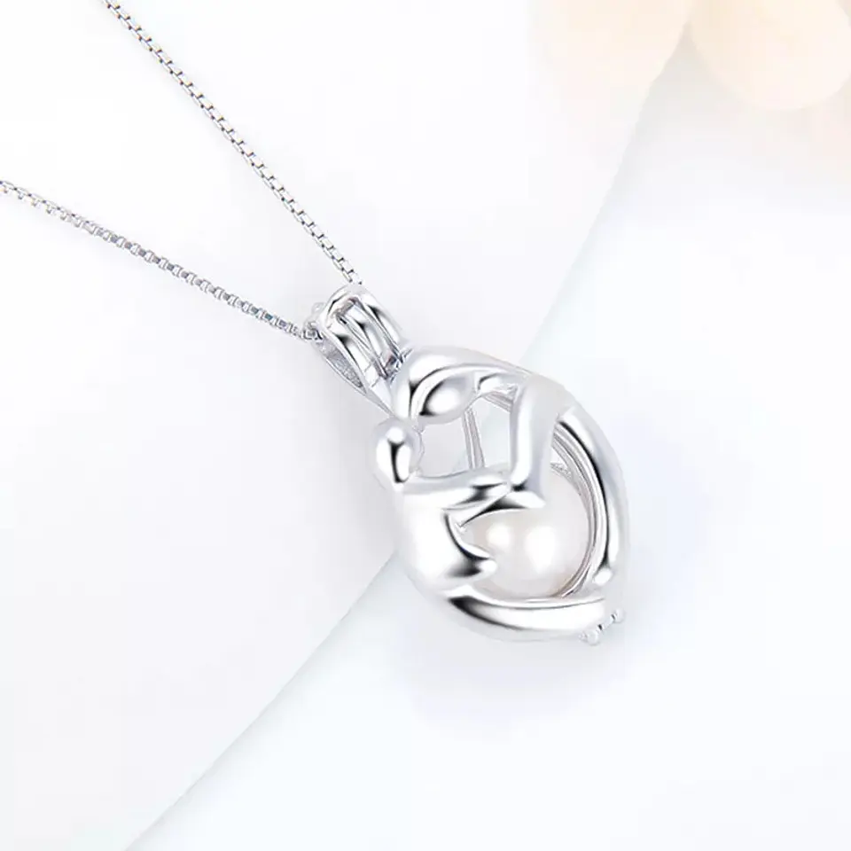 Collar Plata 925 Ovalo Mama Hijo Perla 3