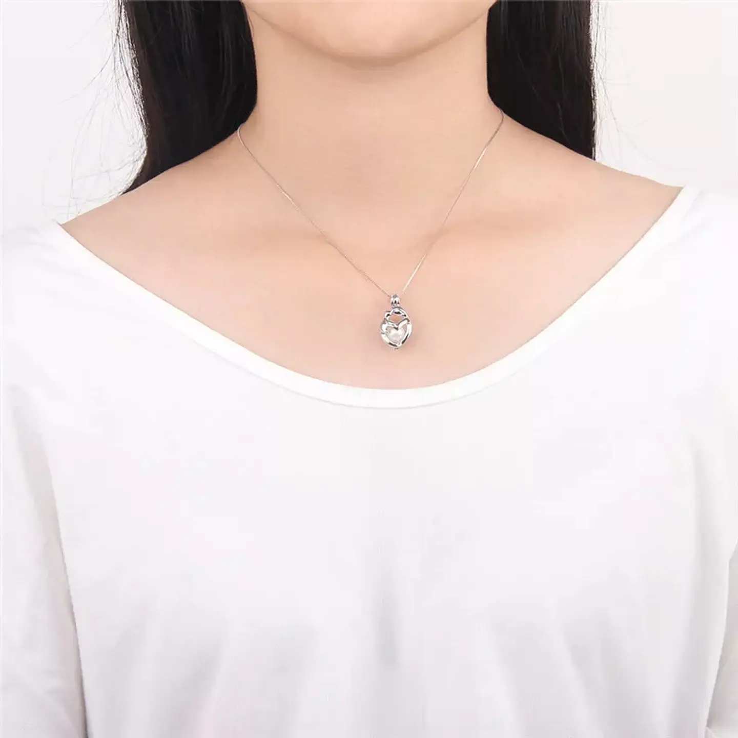 Collar Plata 925 Ovalo Mama Hijo Perla 4