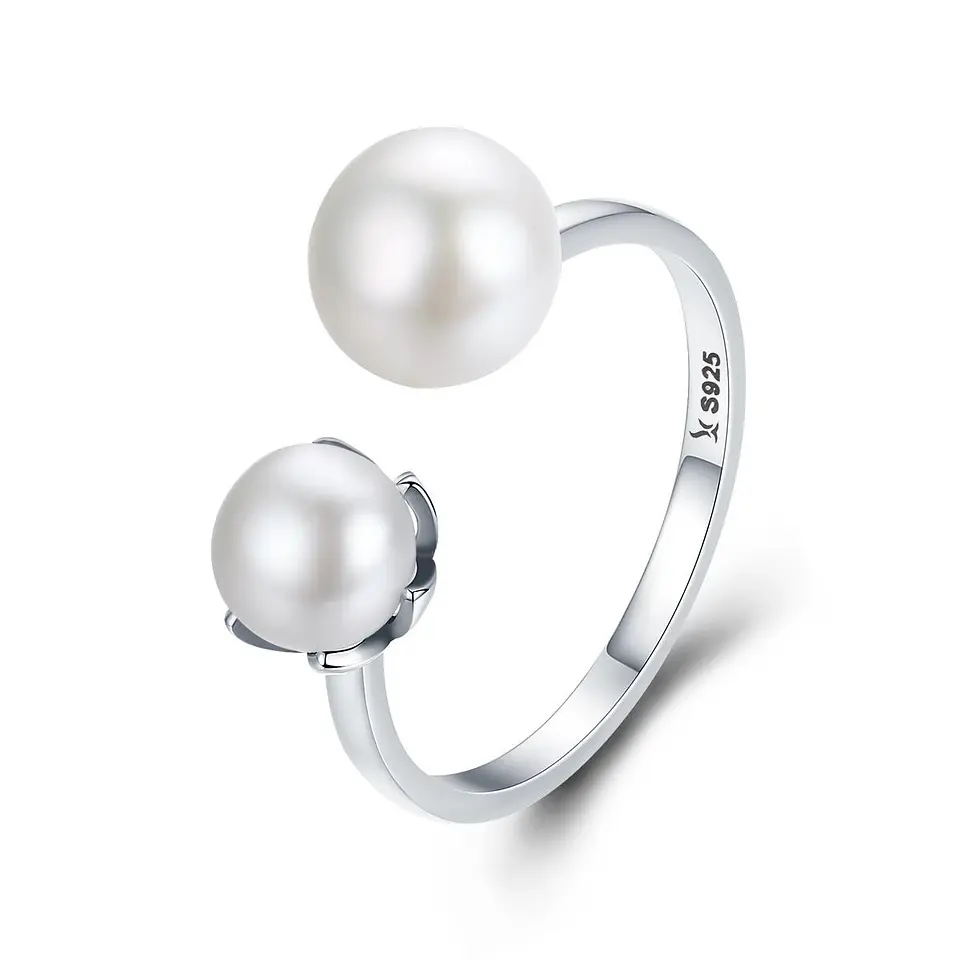 Anillo Plata 925 Doble Perla 1