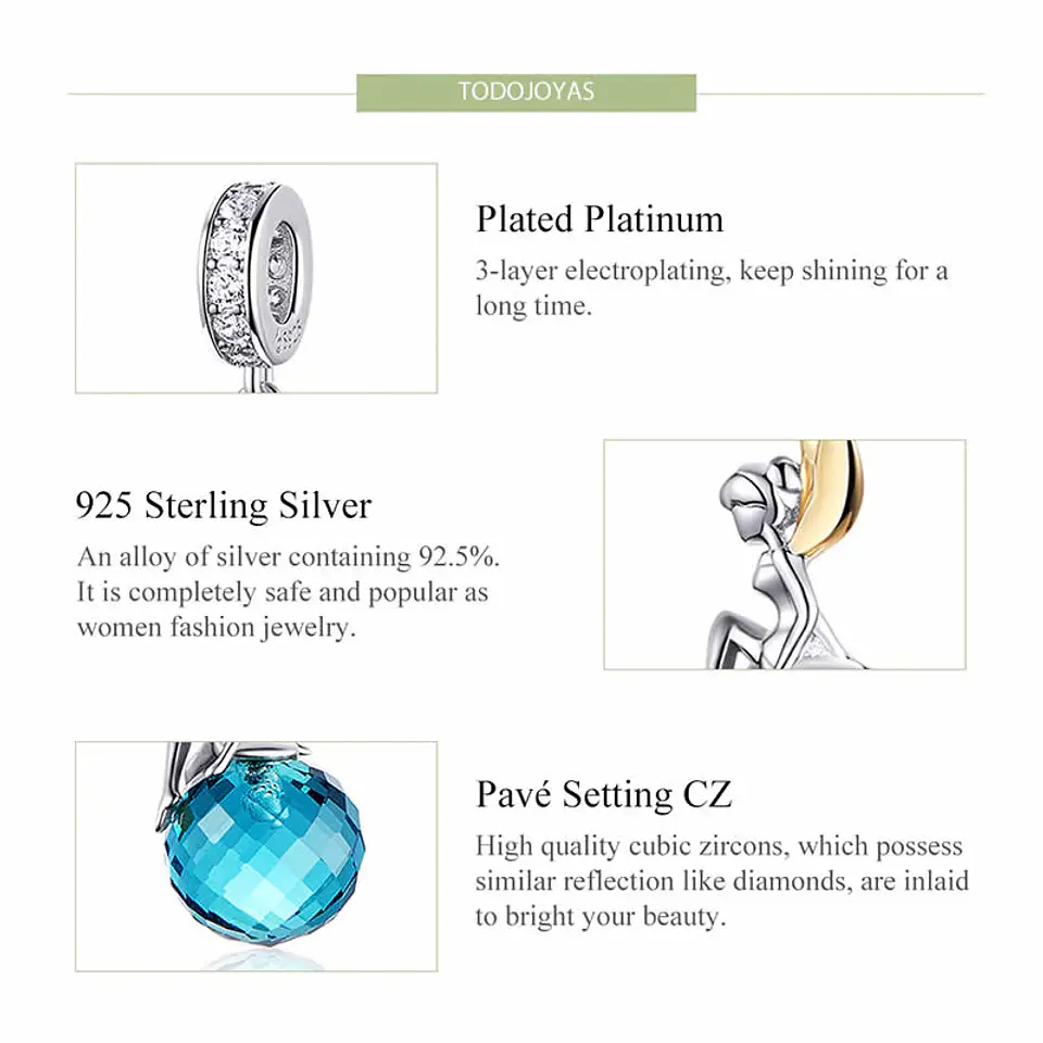 Charm Dije Plata 925 Hada Sobre Bola 5