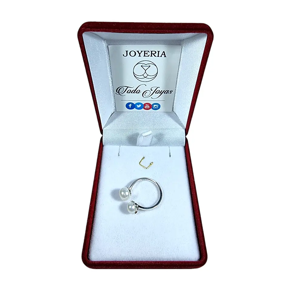 Anillo Plata 925 Doble Perla 2