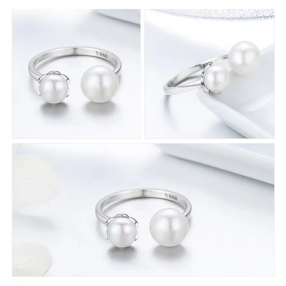 Anillo Plata 925 Doble Perla 3