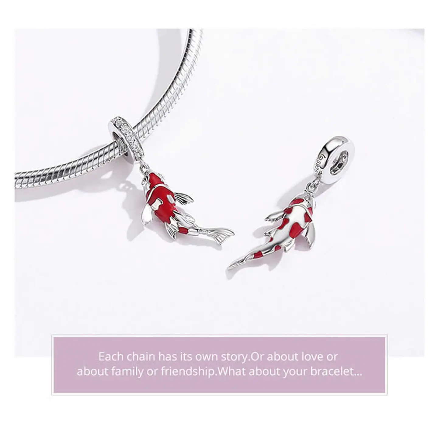 Charm Dije Plata 925 Pez de La Suerte 3