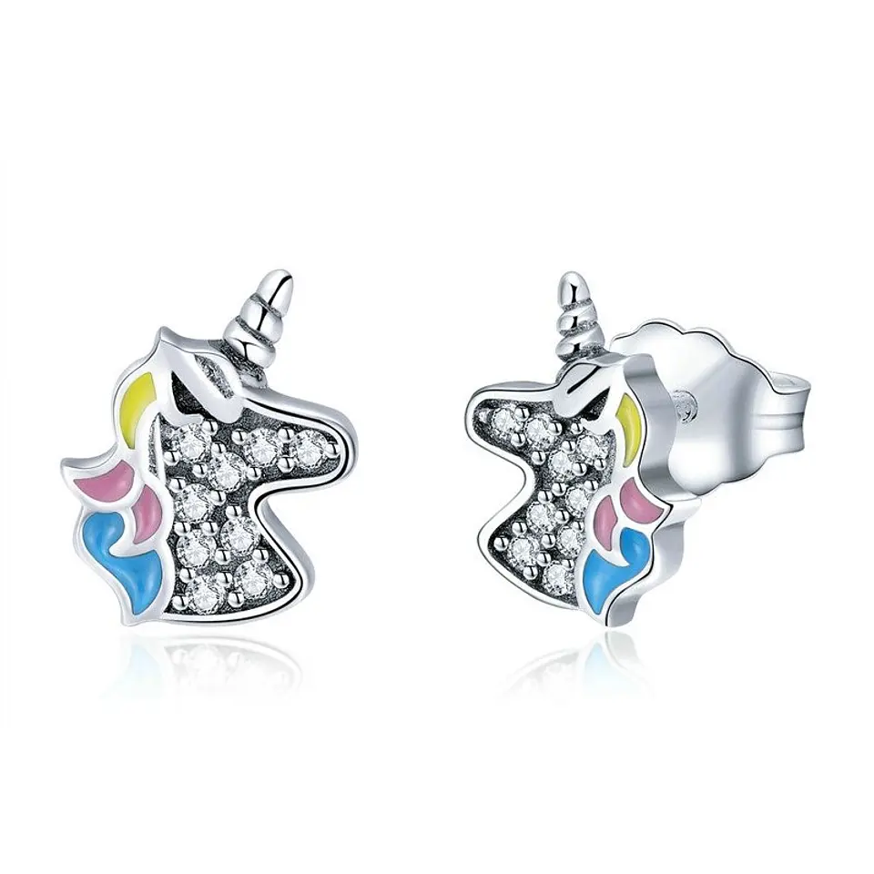 Aros Plata 925 Unicornio Multicolor 1