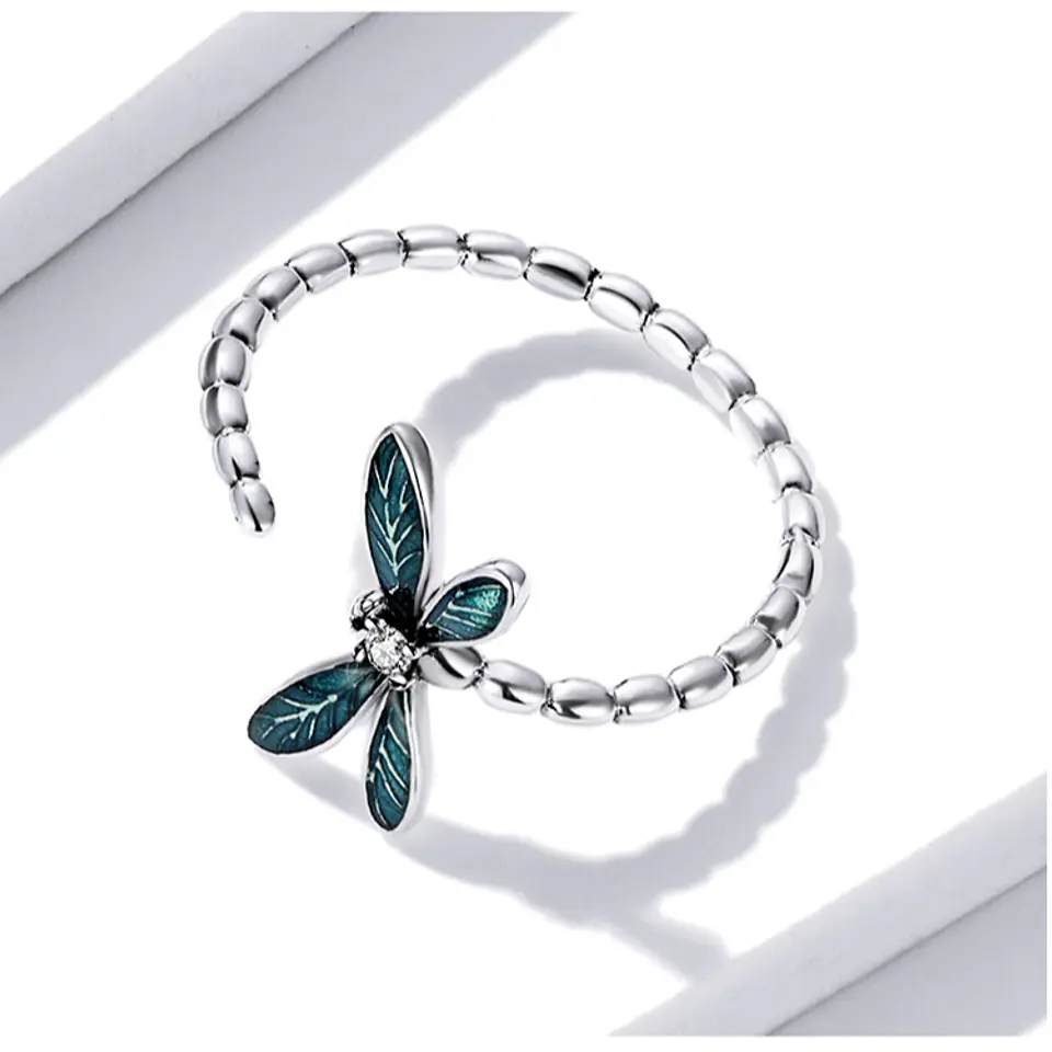 Anillo Plata 925 Libelula Verde 3