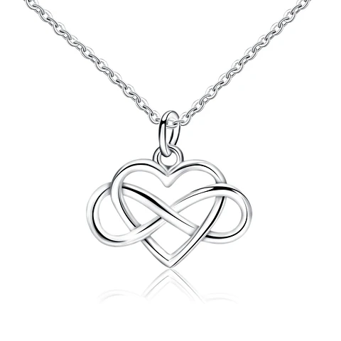 Collar Corazon Infinito Amor Plateado
