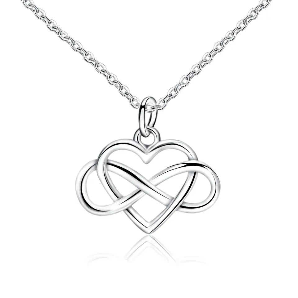 Collar Corazon Infinito Amor Plateado 1