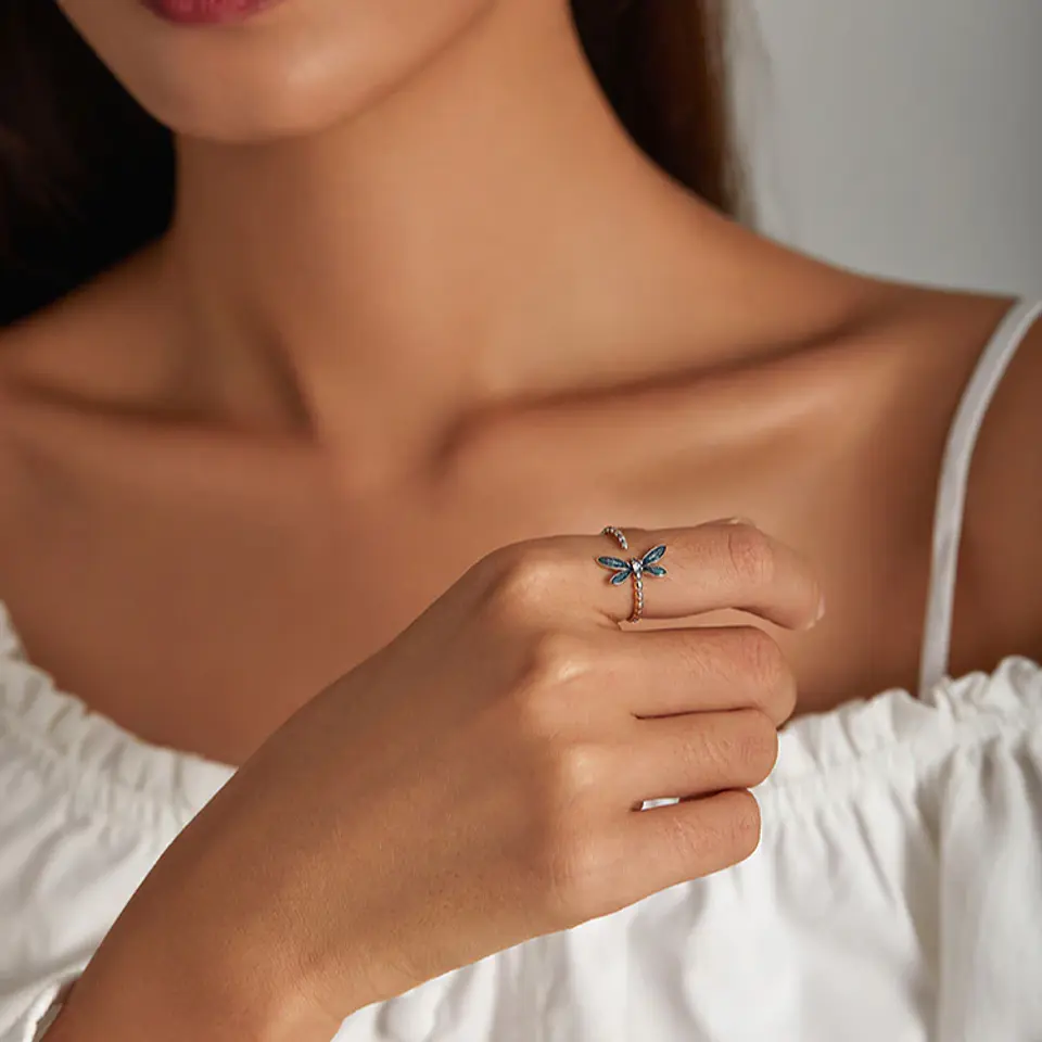 Anillo Plata 925 Libelula Verde 4
