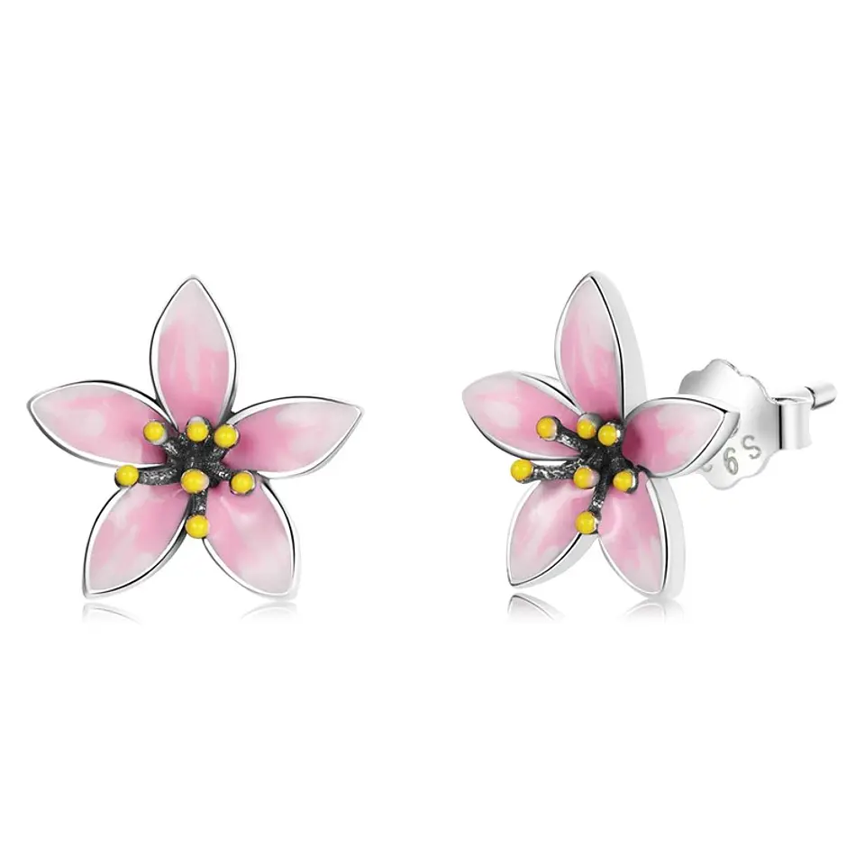 Aros Plata 925 Flor de Cerezo 1