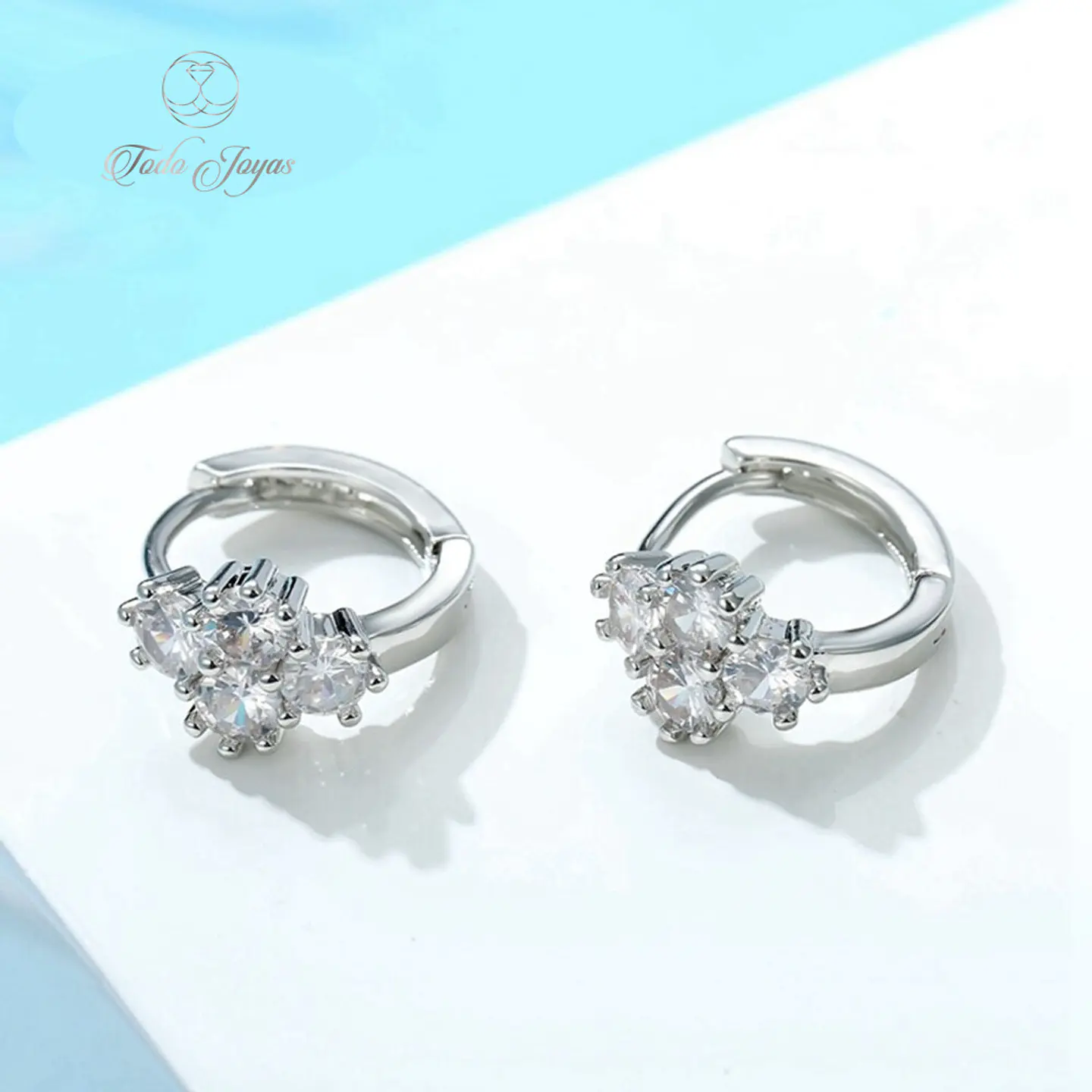 Aros Flor Circones Plateado 3