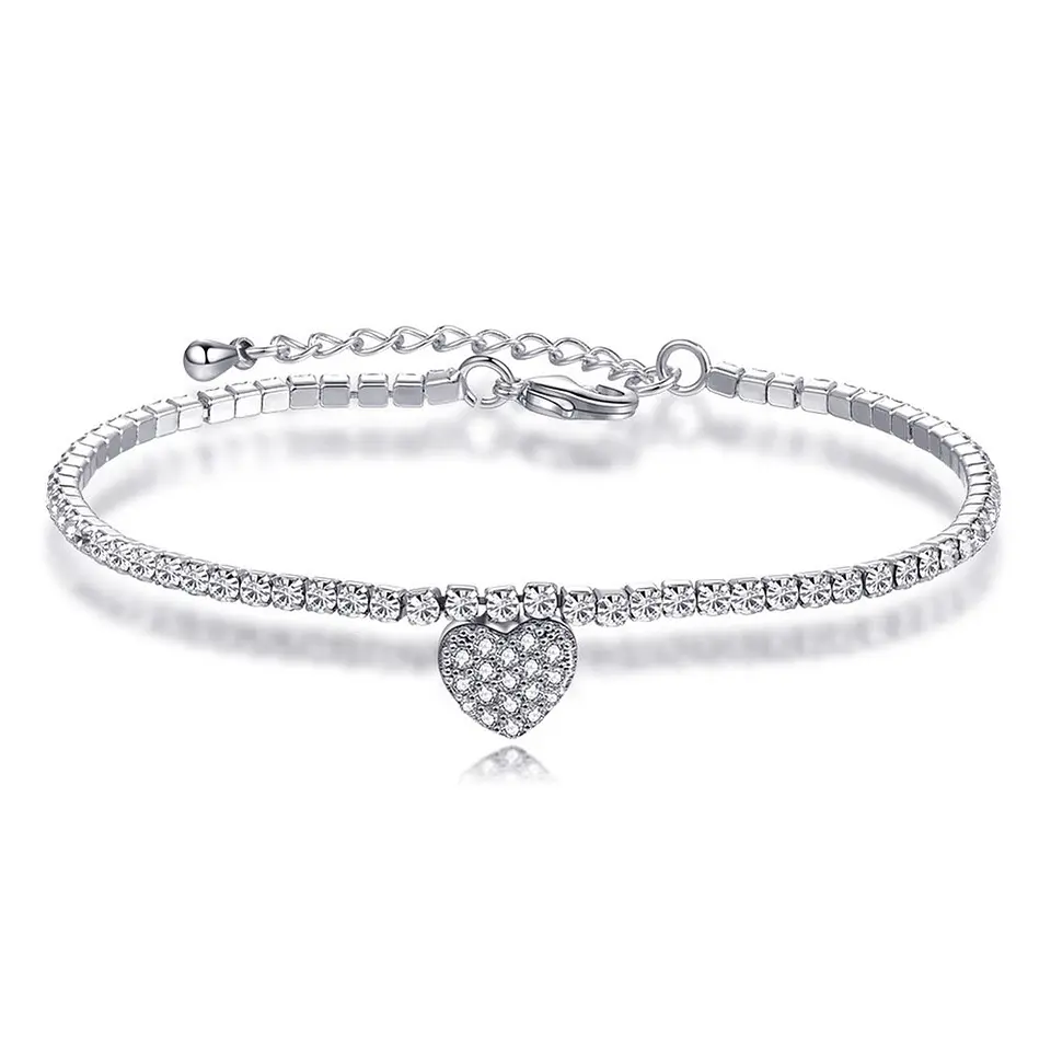 Pulsera Corazon y Circones Plateada 1