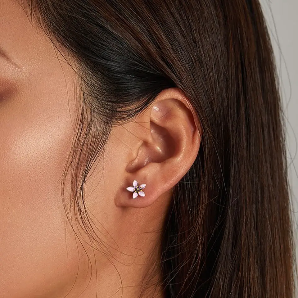 Aros Plata 925 Flor de Cerezo 4