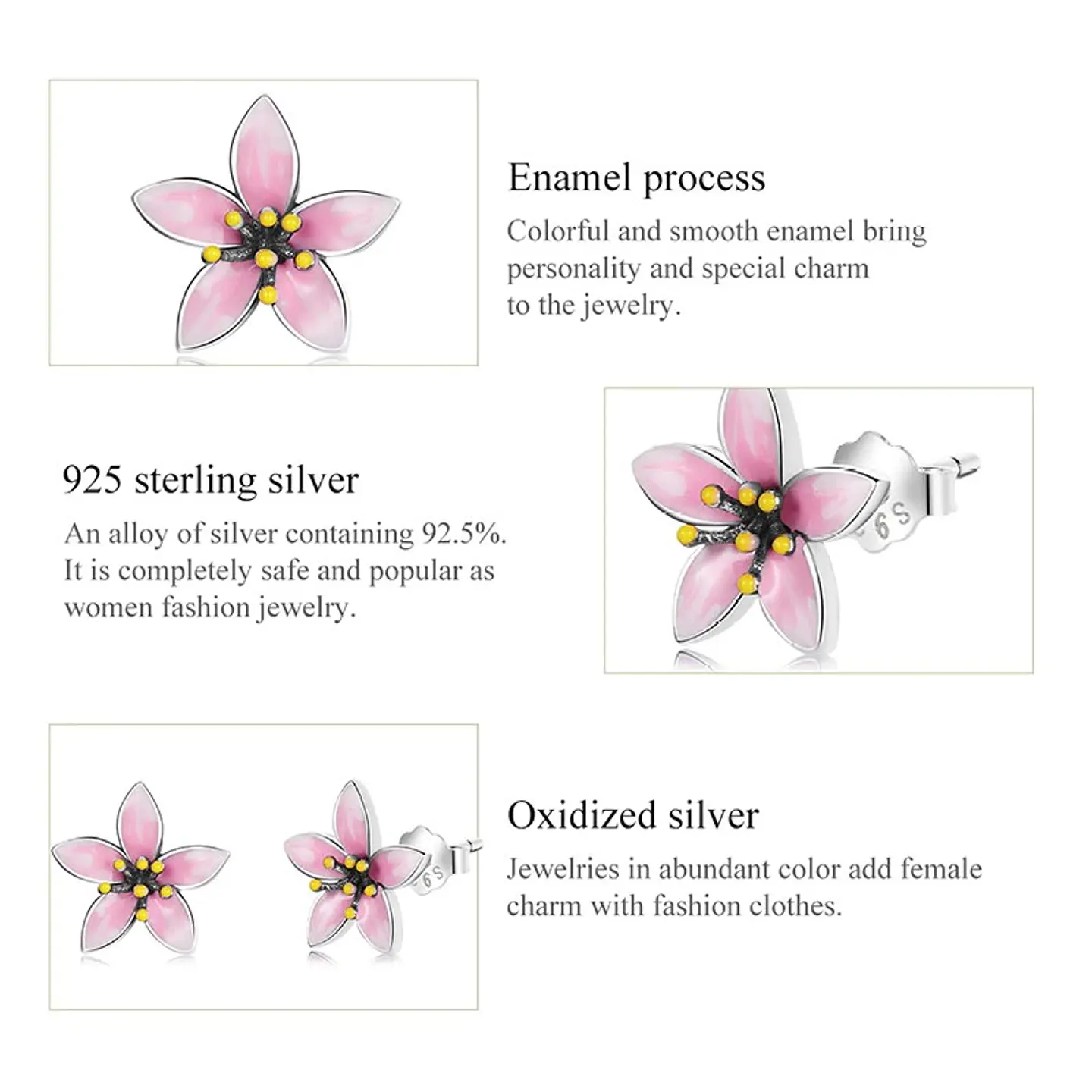 Aros Plata 925 Flor de Cerezo 5