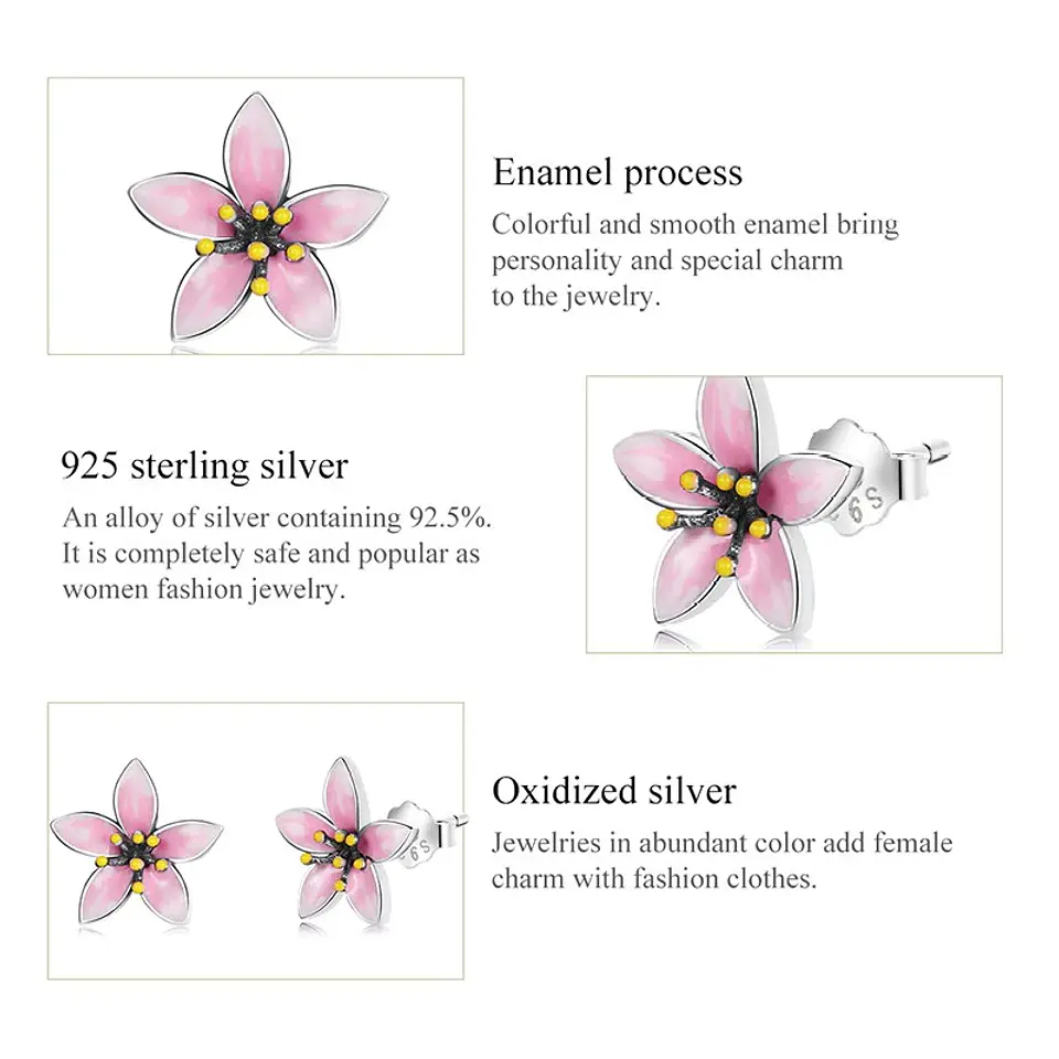 Aros Plata 925 Flor de Cerezo 5