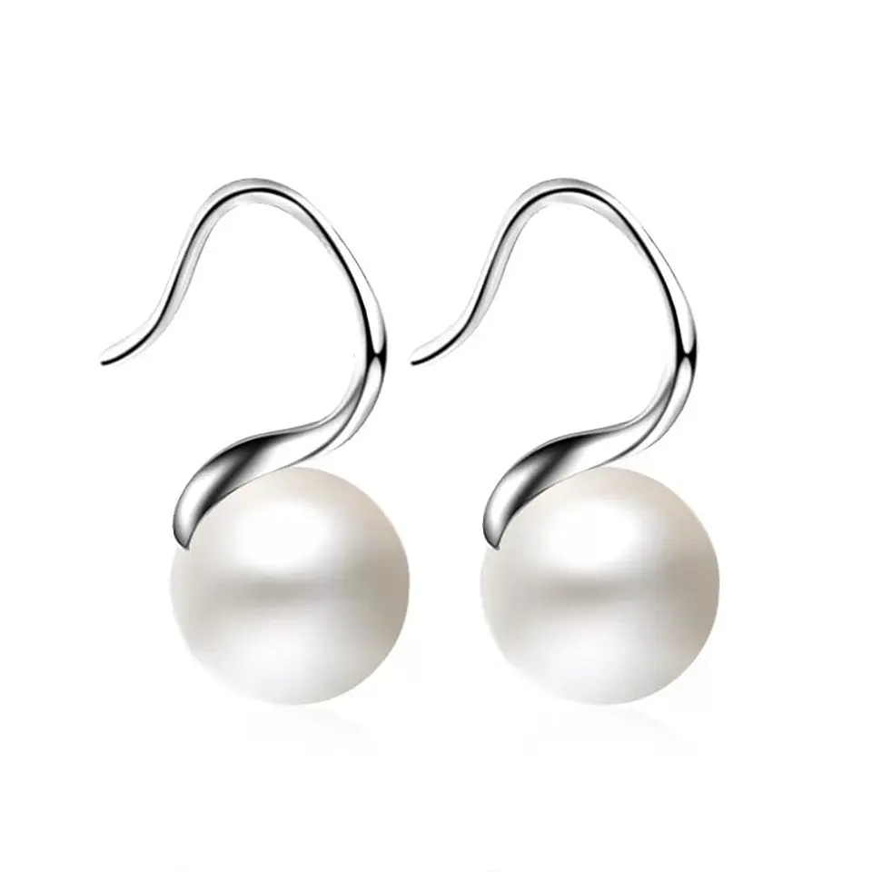 Aros Colgante Perla Blanca Plateado 1