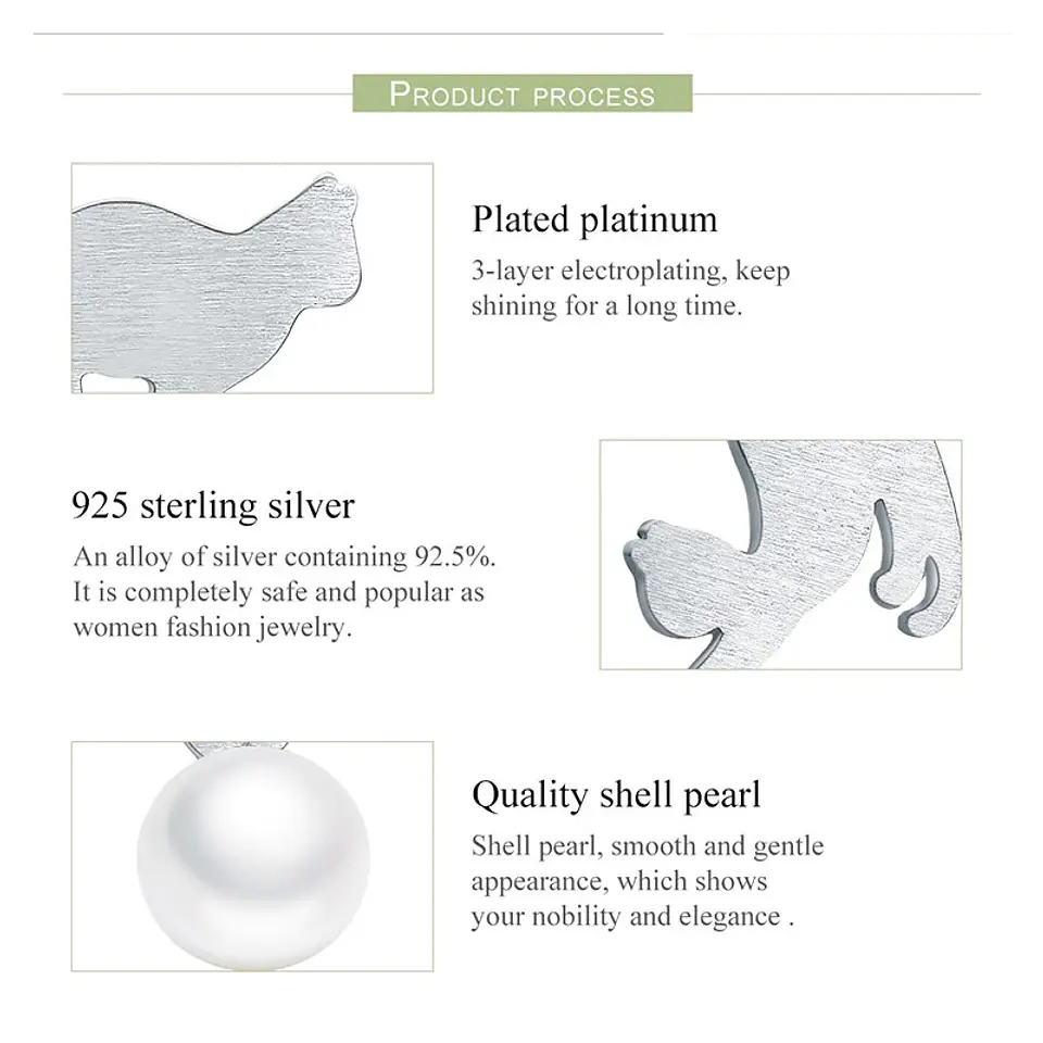 Aros Plata 925 Gatitos Perla 5