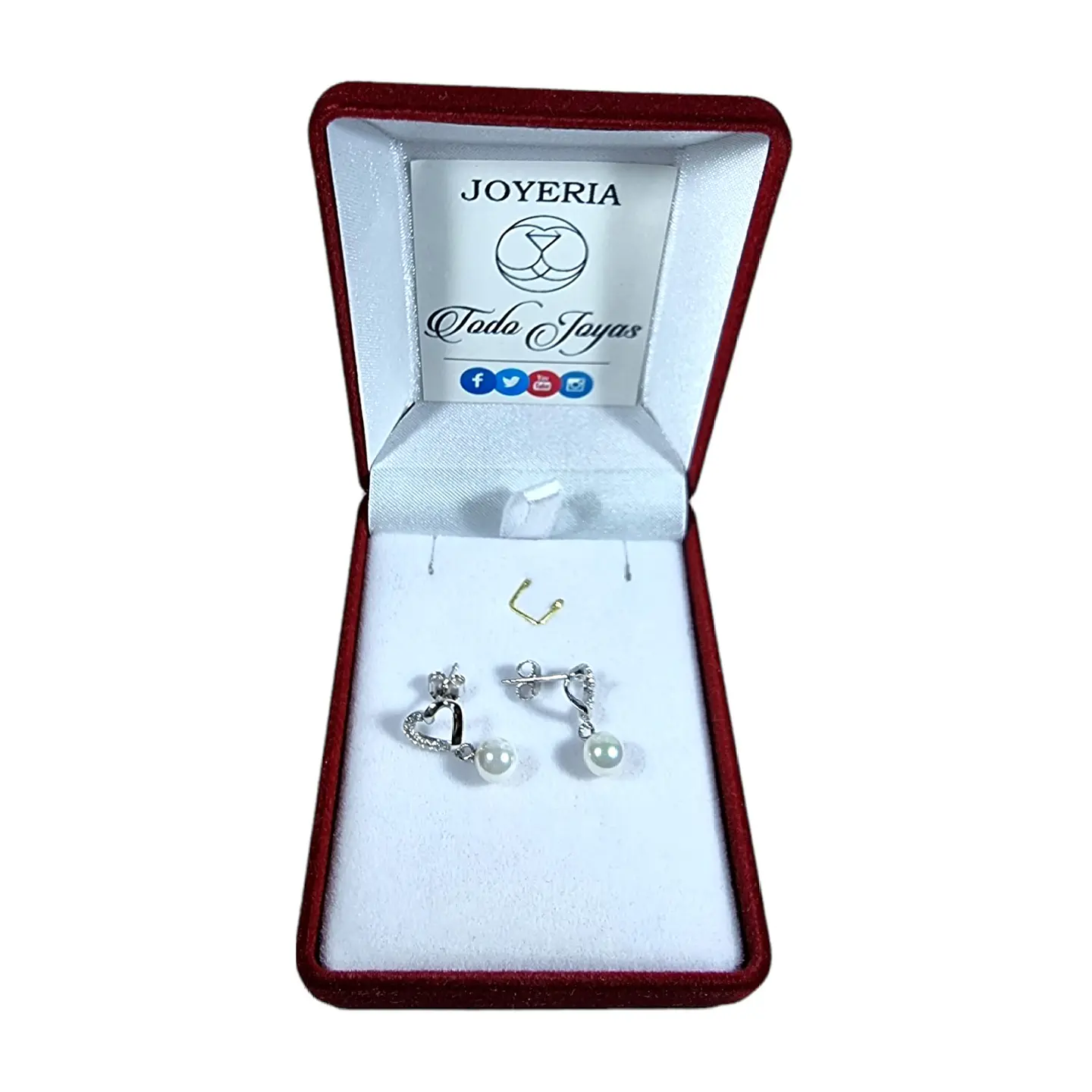 Aros Plata 925 Corazon Perla 2
