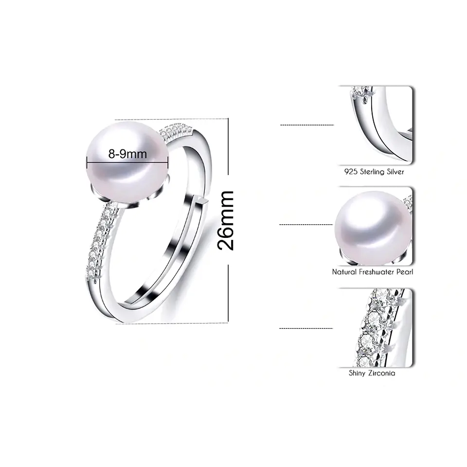 Anillo Plata 925 Perla Blanca 5