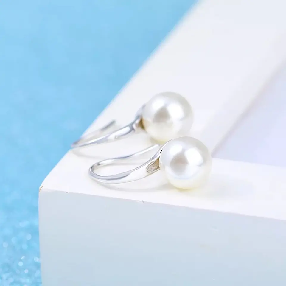 Aros Colgante Perla Blanca Plateado 3