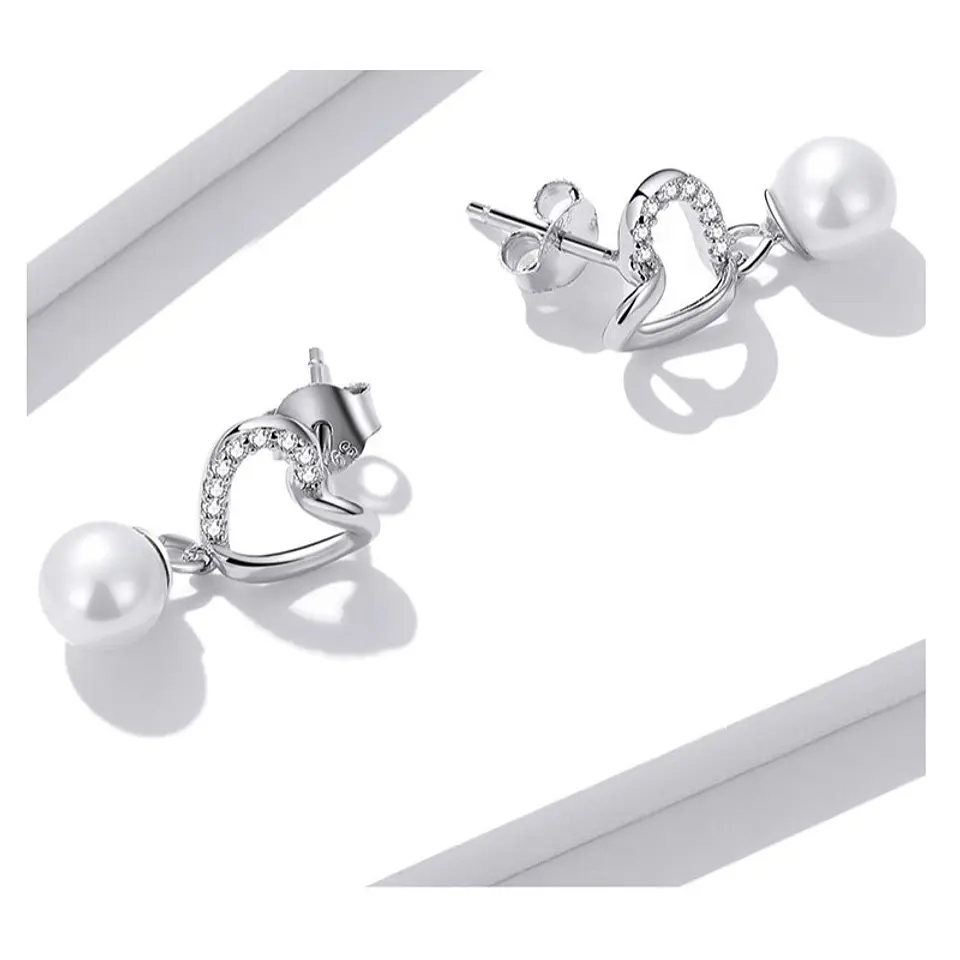 Aros Plata 925 Corazon Perla 3