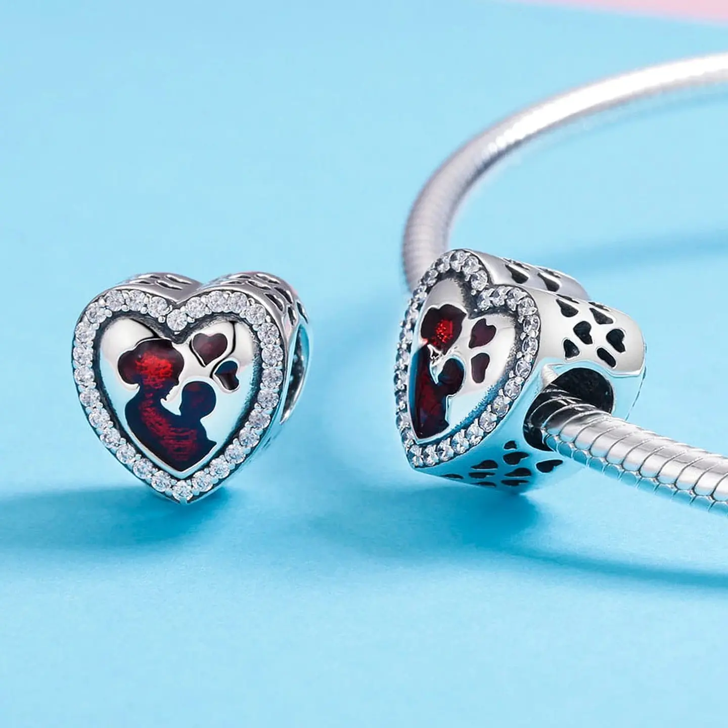 Charm Dije Plata 925 Corazon Mama Hijo 5