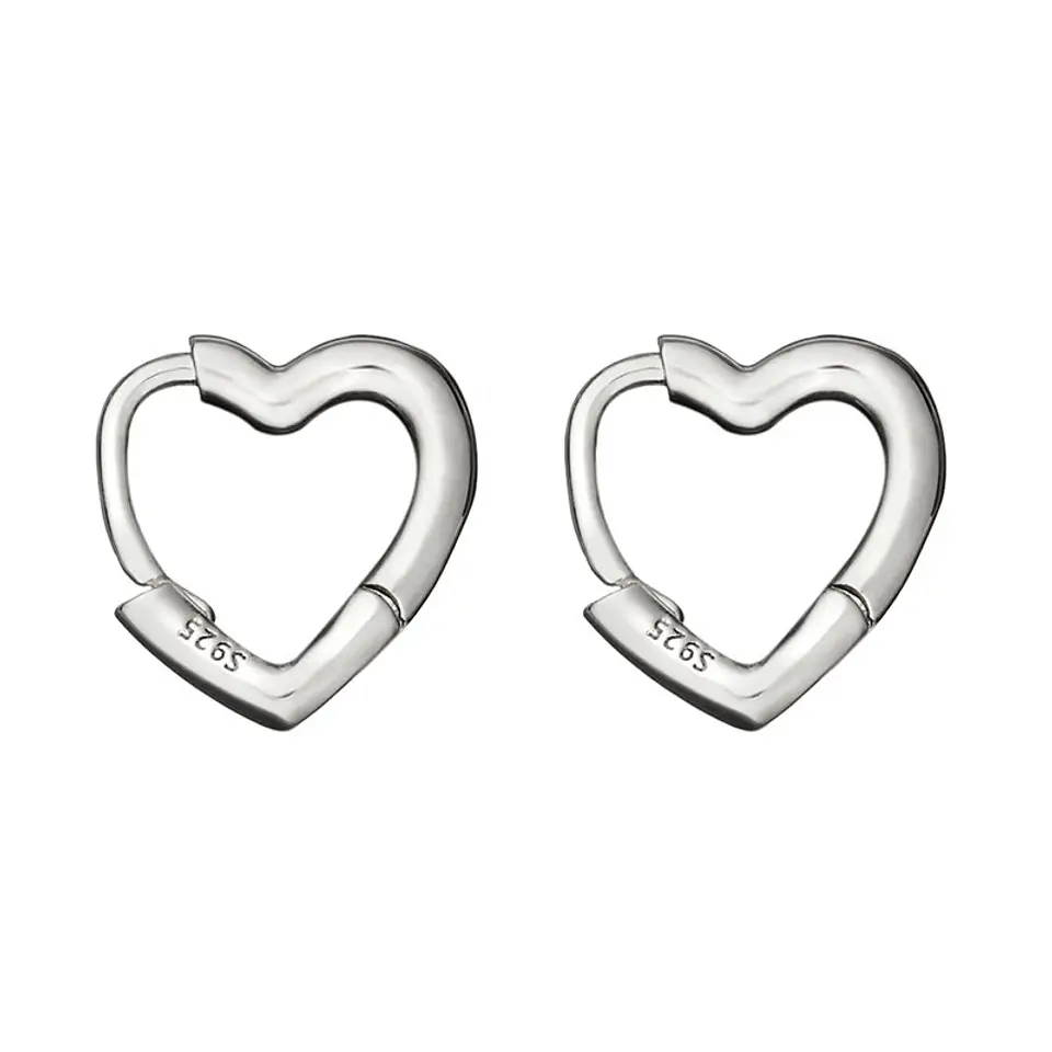 Aros Plata 925 Argollas Corazon 5