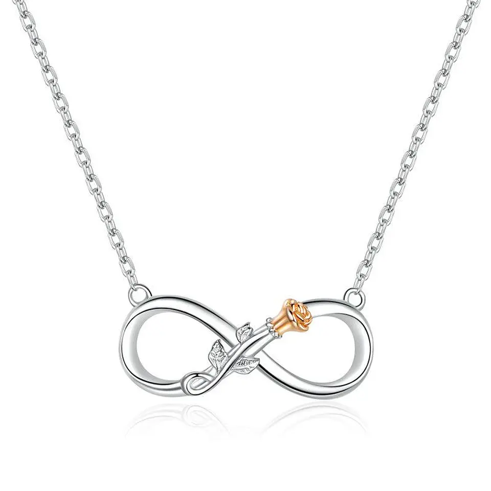 Collar Plata 925 Infinito con Rosa 1