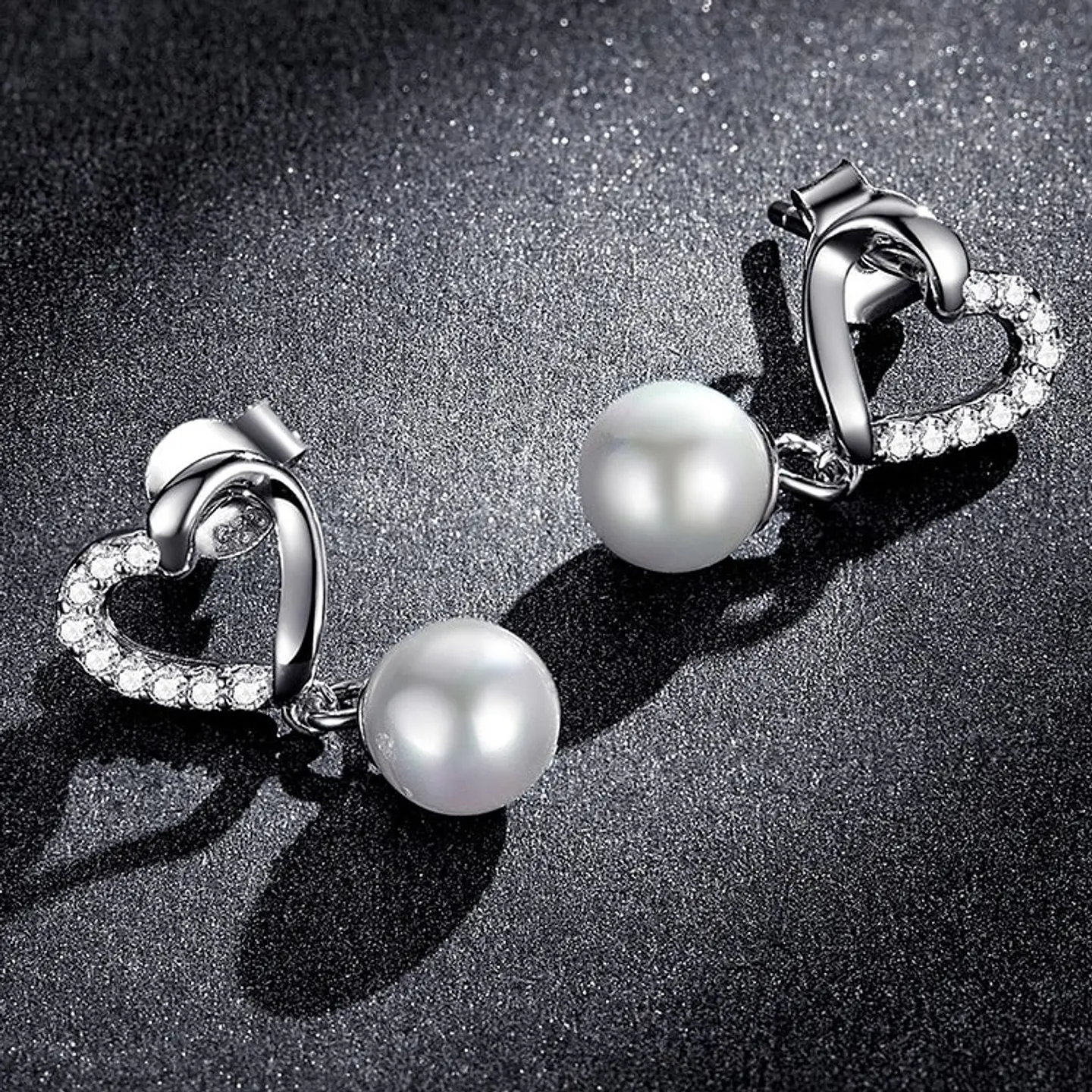 Aros Plata 925 Corazon Perla 5