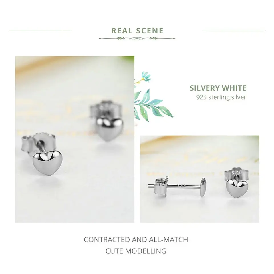 Aros Plata 925 Mini Corazon Plateado 3
