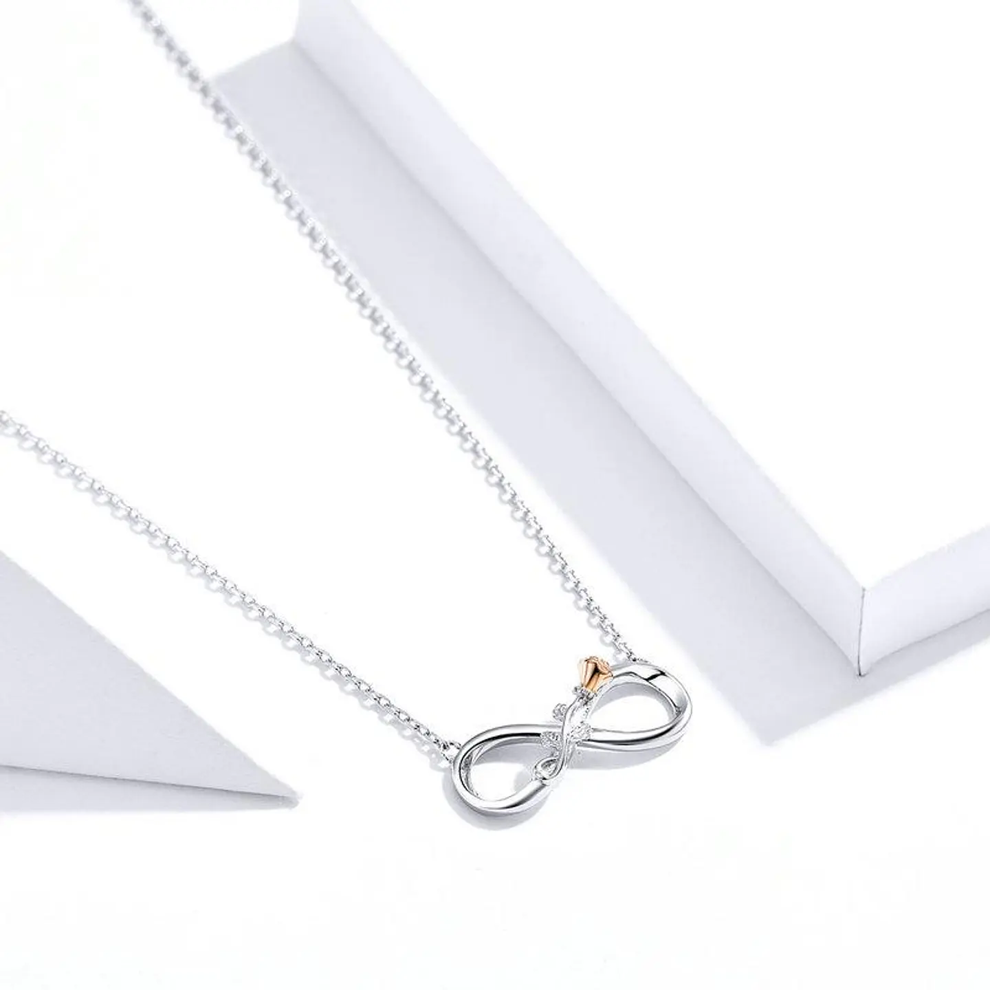 Collar Plata 925 Infinito con Rosa 4