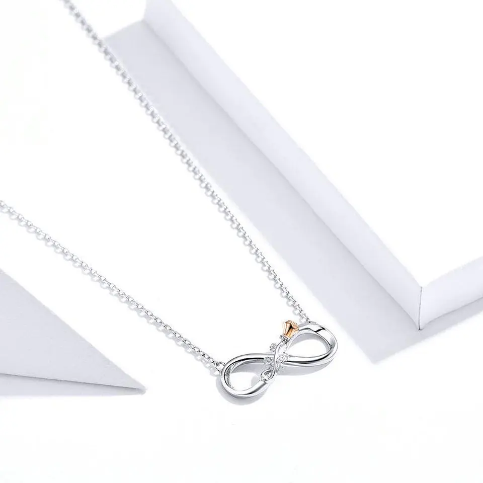 Collar Plata 925 Infinito con Rosa 4
