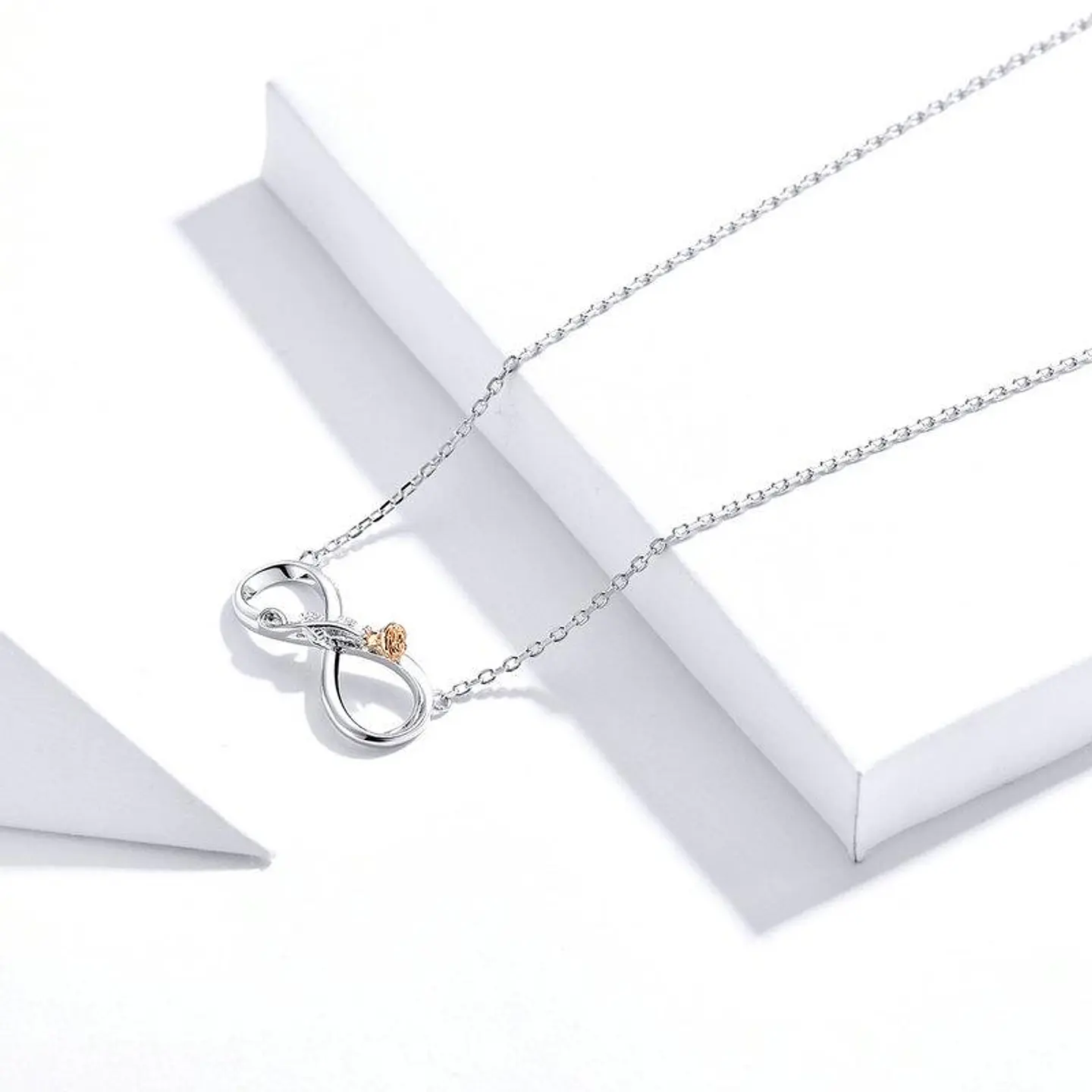 Collar Plata 925 Infinito con Rosa 5